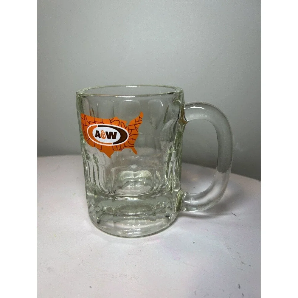 Vintage A&W Root Beer Glass Mug Dimpled 4 1/2 Tall
